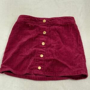 Cynthia Rowley Girls Corduroy Button Front Skirt Red Size 8
